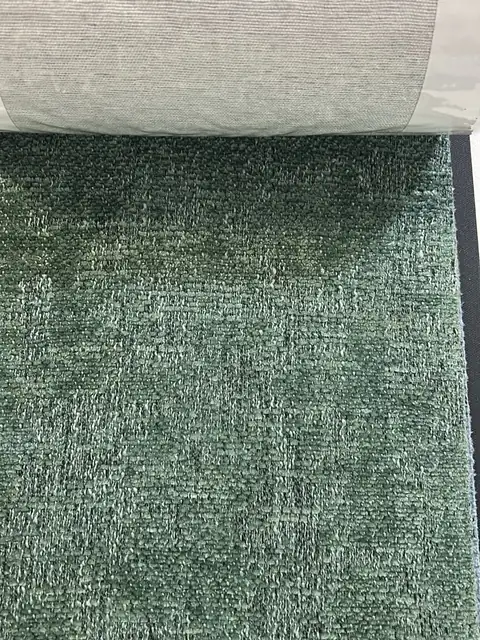 Tecido verde texturizado para sofá